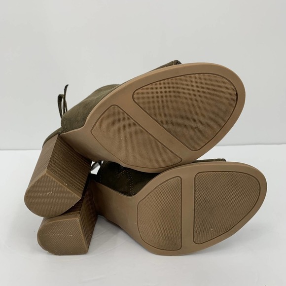 LC Lauren Conrad Boots Womens 8M Ankle Booties Peep Toe Block Heels Olive Green - Picture 6 of 10